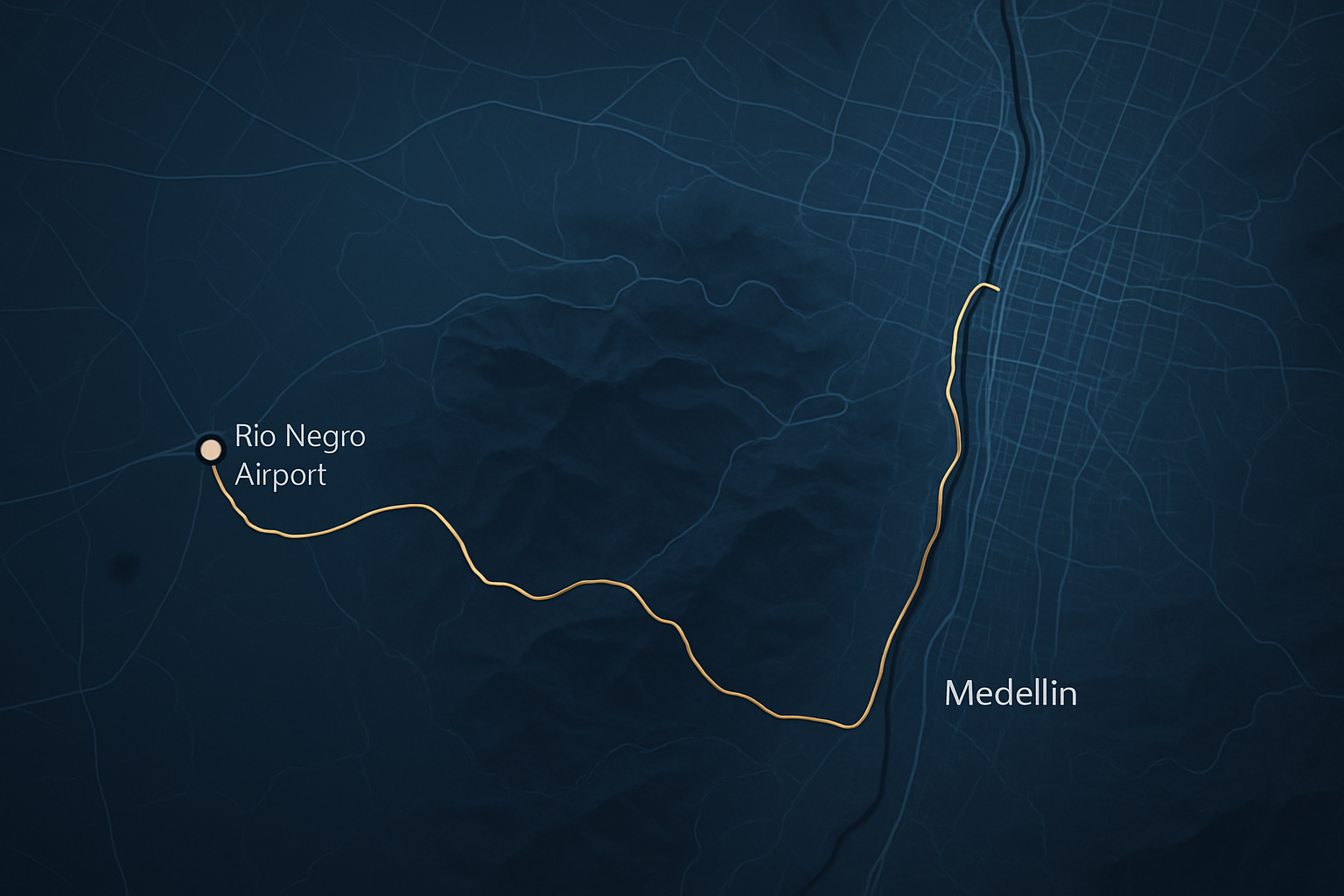 Security Service Map with Rio Negro Airport and Medellin